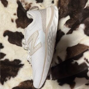 New Balance Women's White and Tan Sneakers